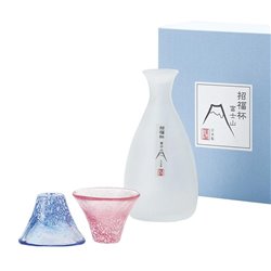 [Cups] No.227295 / Sake Cup Set (Mt.Fuji Collection / Blue, Red and Bottle)
