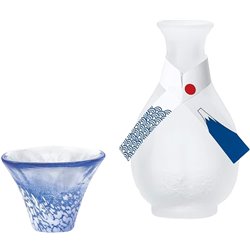 [Cups] No.227296 / Sake Cup Set (Mt.Fuji Collection / Blue and Bottle)