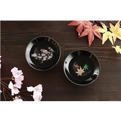 [Cups] No.227408 / Sake Cup Set (Black / SAKURA / Autumn Leaves)